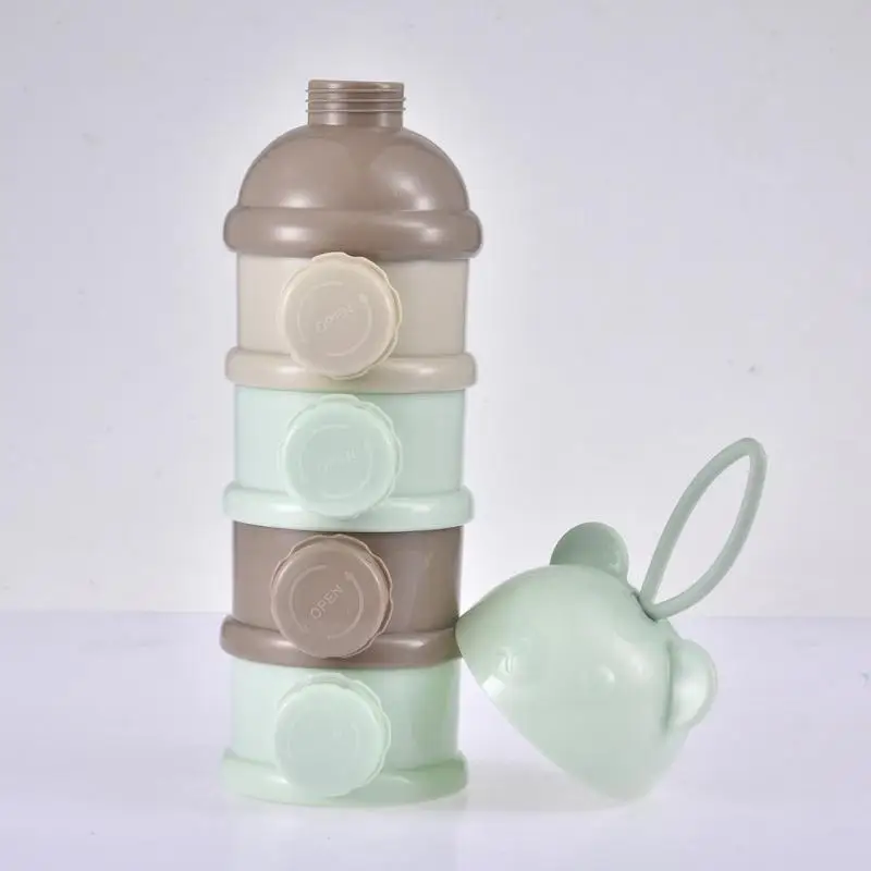 4-Layers Cartoon Baby Formula Milk Storage Container for Portable Travel Cereal Powder Dispenser