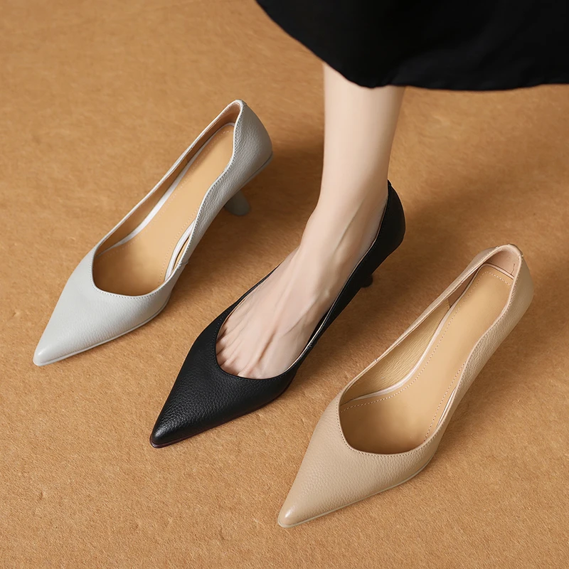 

2023 New Women Shoes Fashion Spring Shallow Pumps Thin Heels High Heels Handmade Shoes Woman white heels