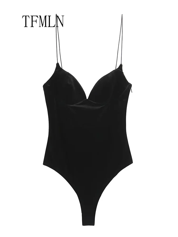 Sexy Women Velvet Strap Jumpsuits Chic Side Zipper Sleeveless Slim Causal Jumpsuit Elegant Backless Underwear 2026 Spring Summer