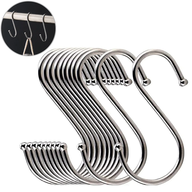 10pcsStainlessSteelSShapeHookMultifunctionKitchenBedroom