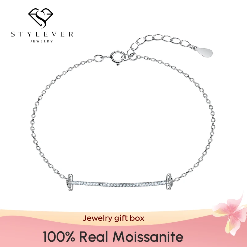 

Stylever Fashion Real Moissanite Row Diamond Bracelet for Women Dating Genuine 925 Sterling Silver Fine Quality Luxury Jewelry