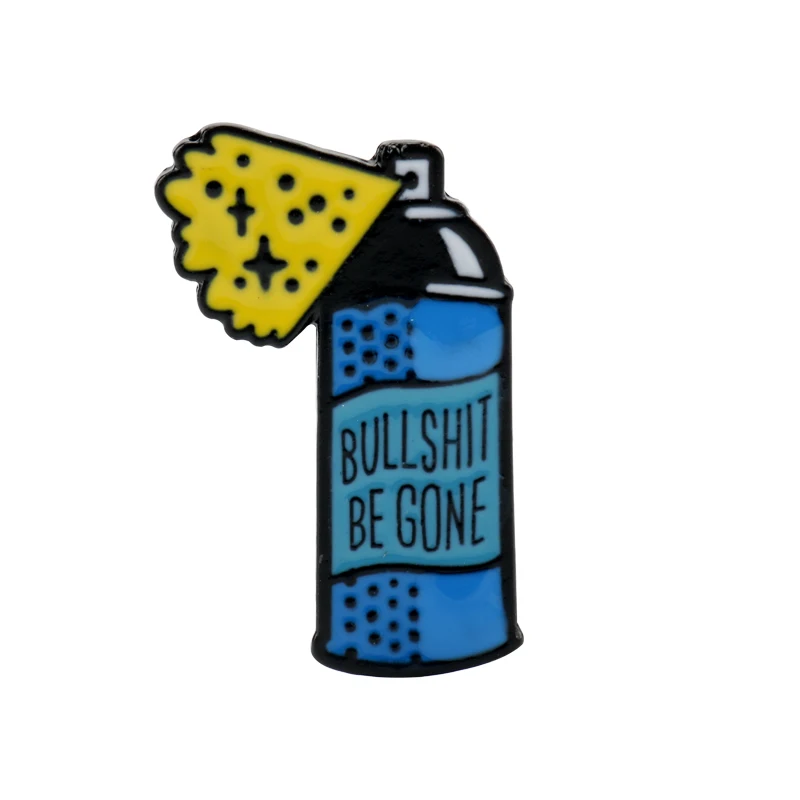 Creative Blue Spray Bottle BULLSHIT BE GONE Badge Brooch Pins Trendy Cartoon Alloy Enamel Lapel Pin Jewelry Gift For Friends
