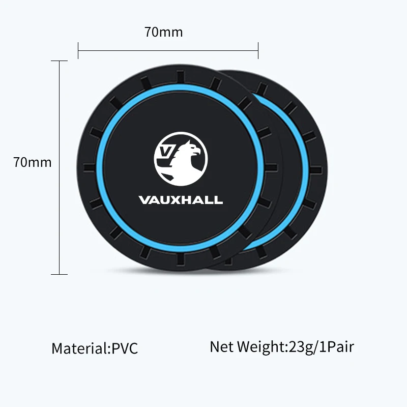 Car Coasters Water Cup Slots Non-Slip Mat Waterproof Cup Pad 2PCS for Vauxhall VXR Dokker Lodgy Logan Sandero Duster Stepway