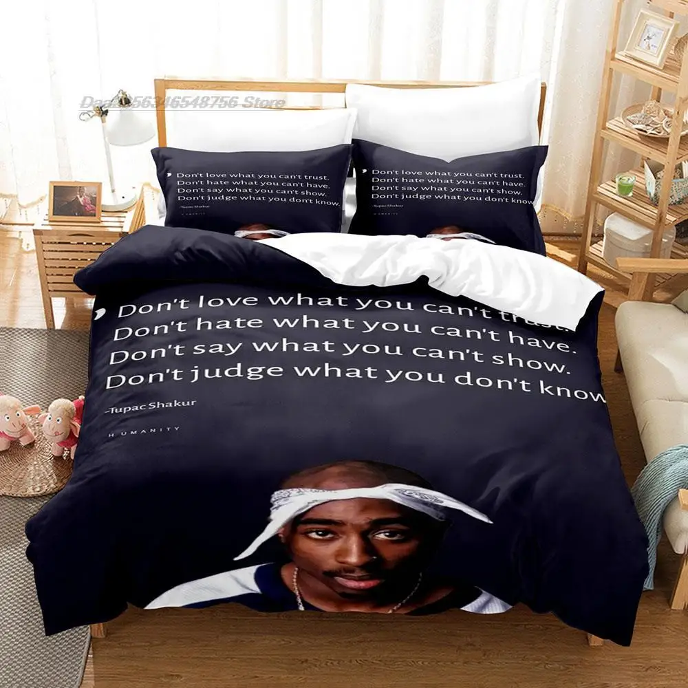 2 PAC Bedding Set Single Twin Full Queen King Size Bed Set Aldult Kid Bedroom Duvetcover Sets 3D Print Tupac Amaru Shakur 2022 3