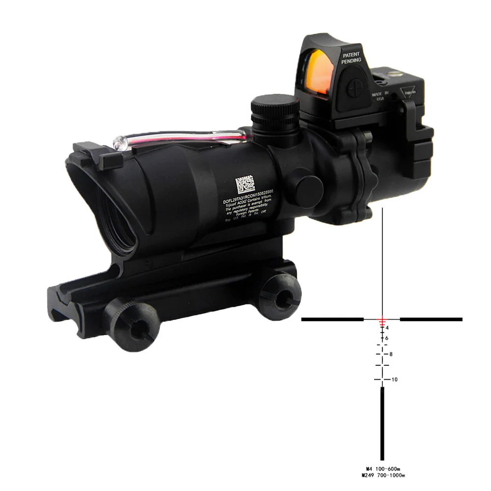 ACOG Trijicon 4X32 Fiber Optics Red Illuminated Scope Real Fiber Rifle
