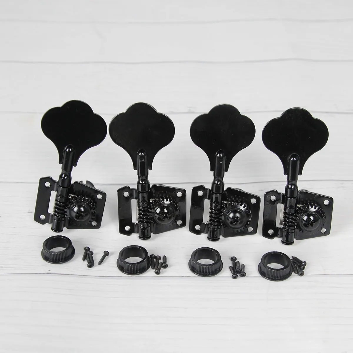 FLEOR 4PCS 4-Saiter Gitarre Bass Mechaniken Stimmwirbel Offener Stil Mechaniken Chrom/Schwarz Wählen – Detail 3