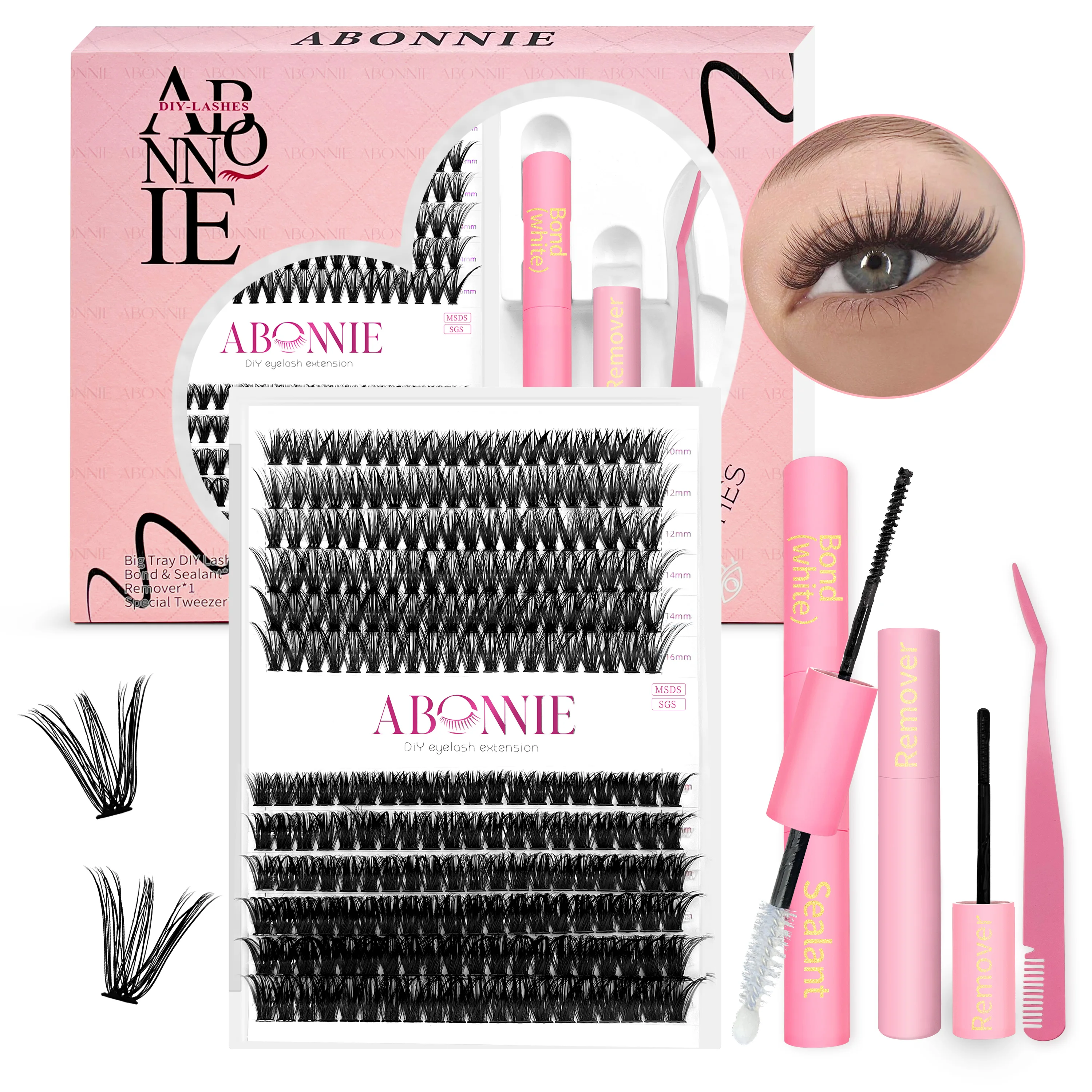 

Abonnie 280 PCS Clusters Lash Bond and Seal Makeup tools DIY Lashes Extension kit Glue Accessories