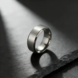 Sleek Matte Black Stainless Steel Unisex Ring - Stylish Fashion Jewelry for Weddings & Engagements (Silver)