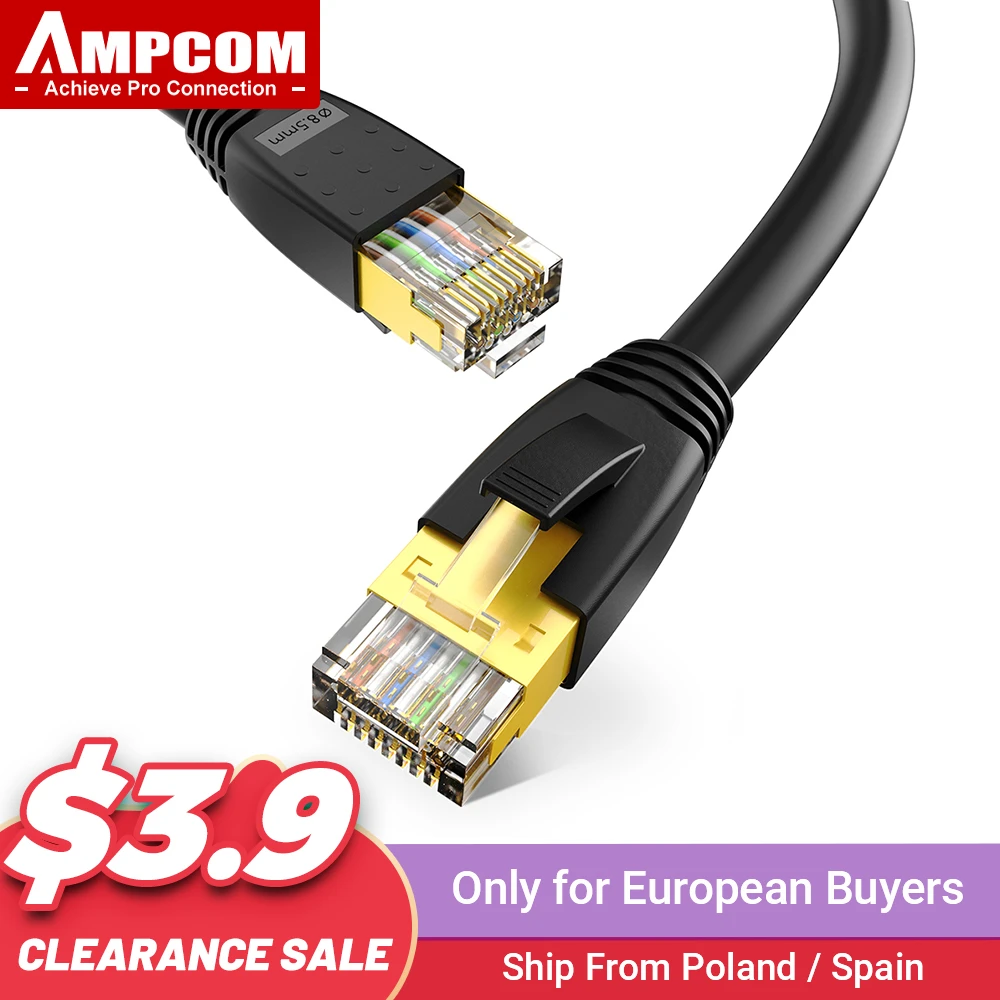 Cable Ethernet S/FTP CAT8, Cable de parche de alta velocidad 40Gbps, 2000Mhz, con conector RJ45 chapado en para interior/exterior| - AliExpress