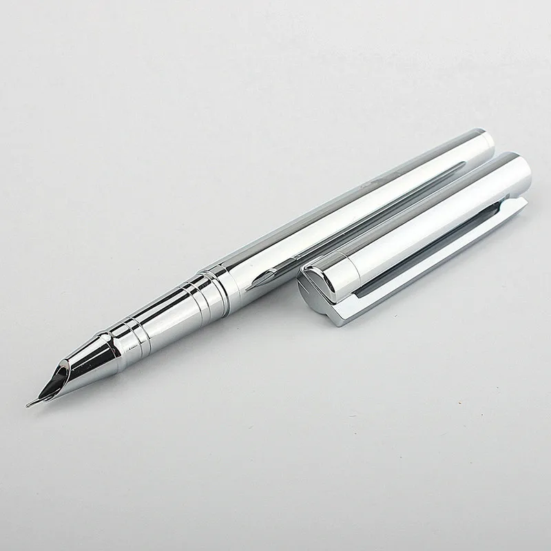 Penna Stilografica Jinhao 126 - Pennino Fine Con Caricamento A Vuoto - Colore Argento - Penna Da Scrittura Elegante