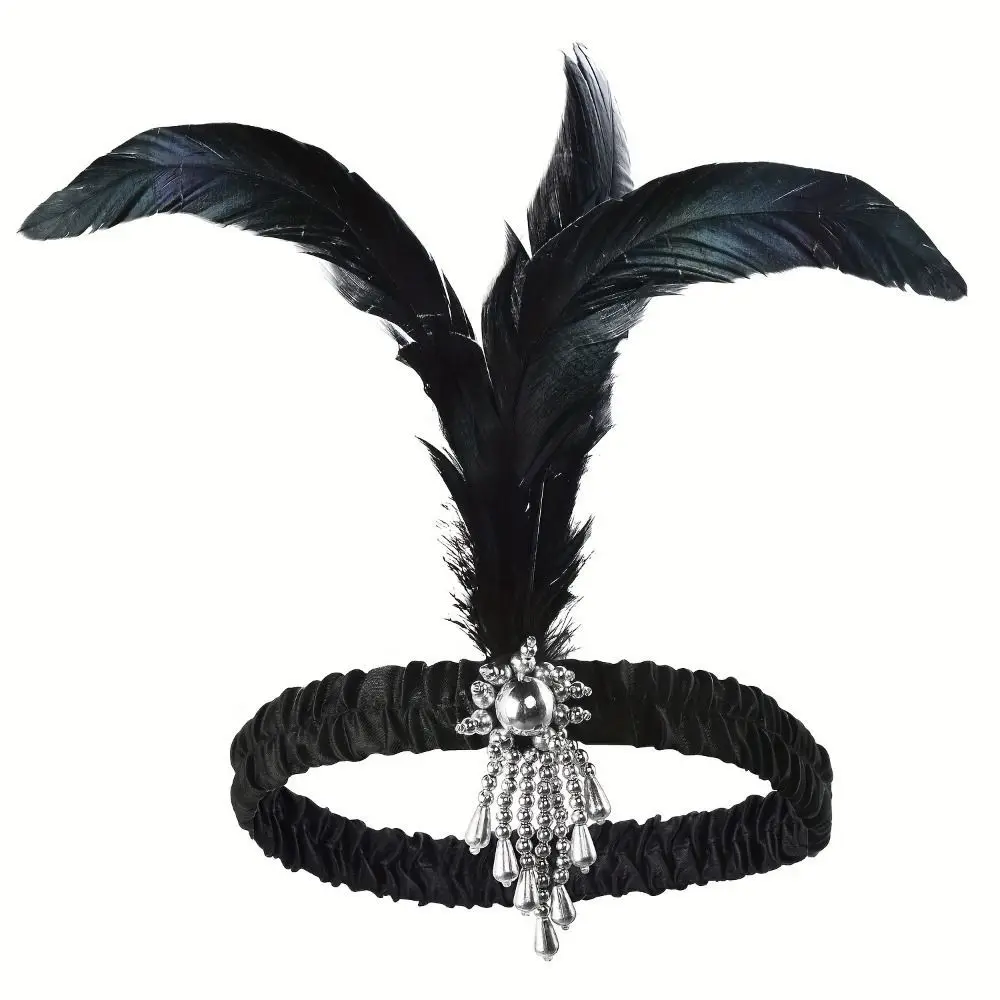 Elegant Feather and Tassel Diamond Cosplay Hairband