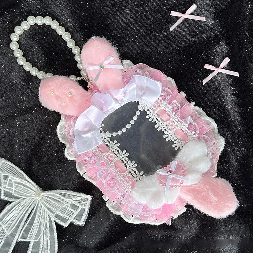 Adorable Pink Bow Plush Photo Protector Case with Lace and Ribbon