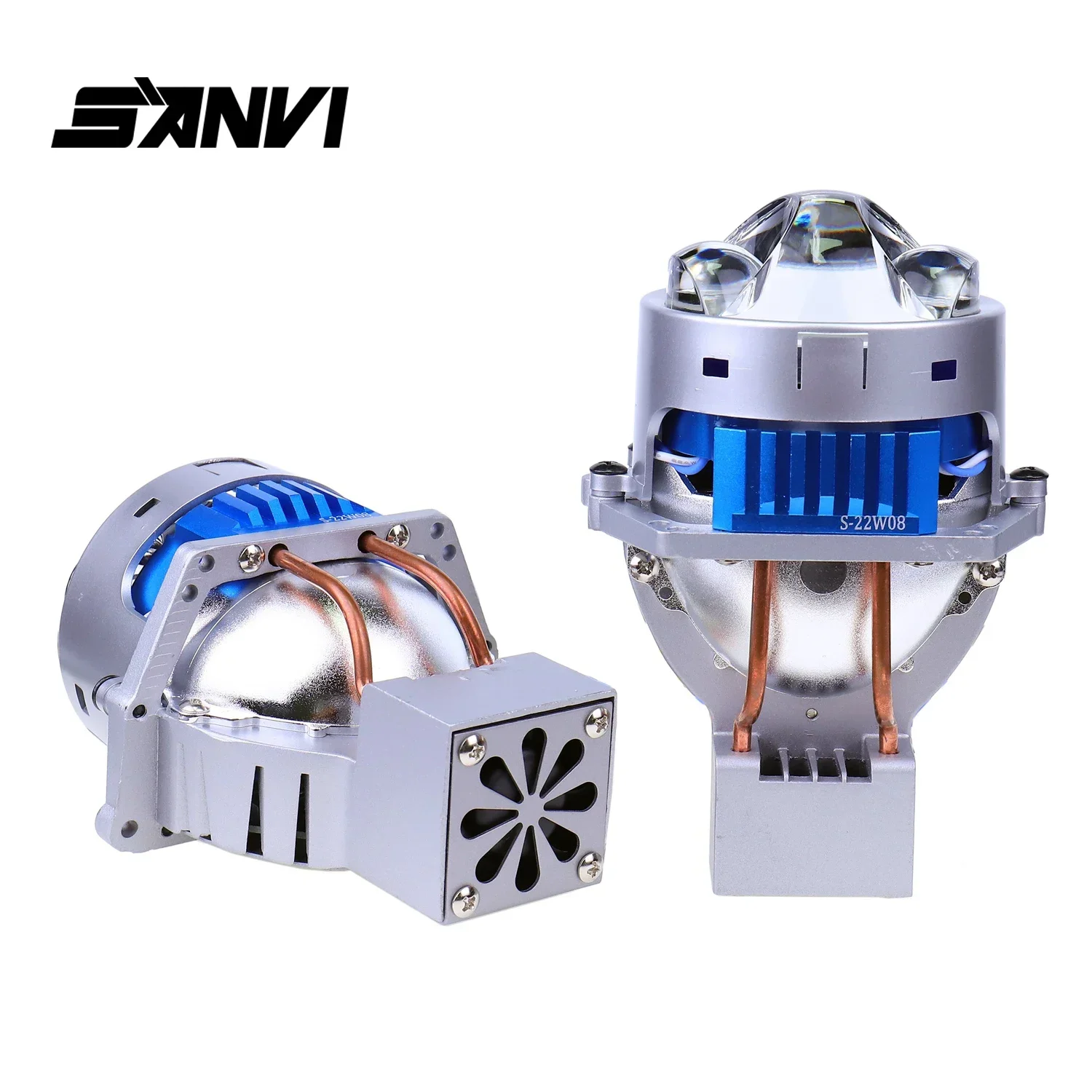 

Sanvi Car S16 12V 150W 6000K 35610LUX Dual Hyperboloid Bi LED Projector Len Headlight For H4 H7 9005 9006 Car Accessories New