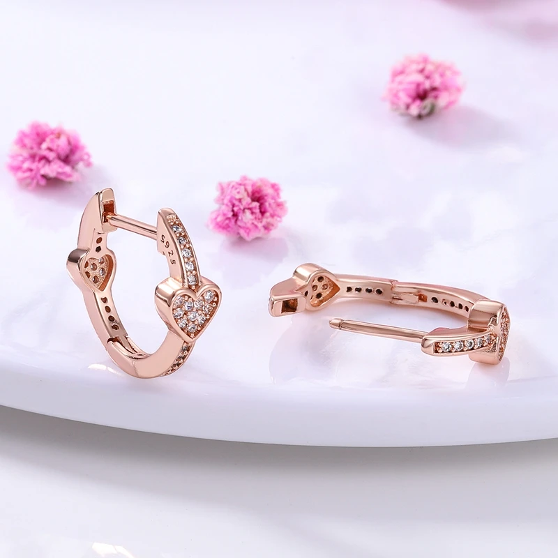 2022 Charm Double Hoop Earrings 925 Silver Sparkling Pave Stud Earring Gift For Women Engagement Jewelry Anniversary