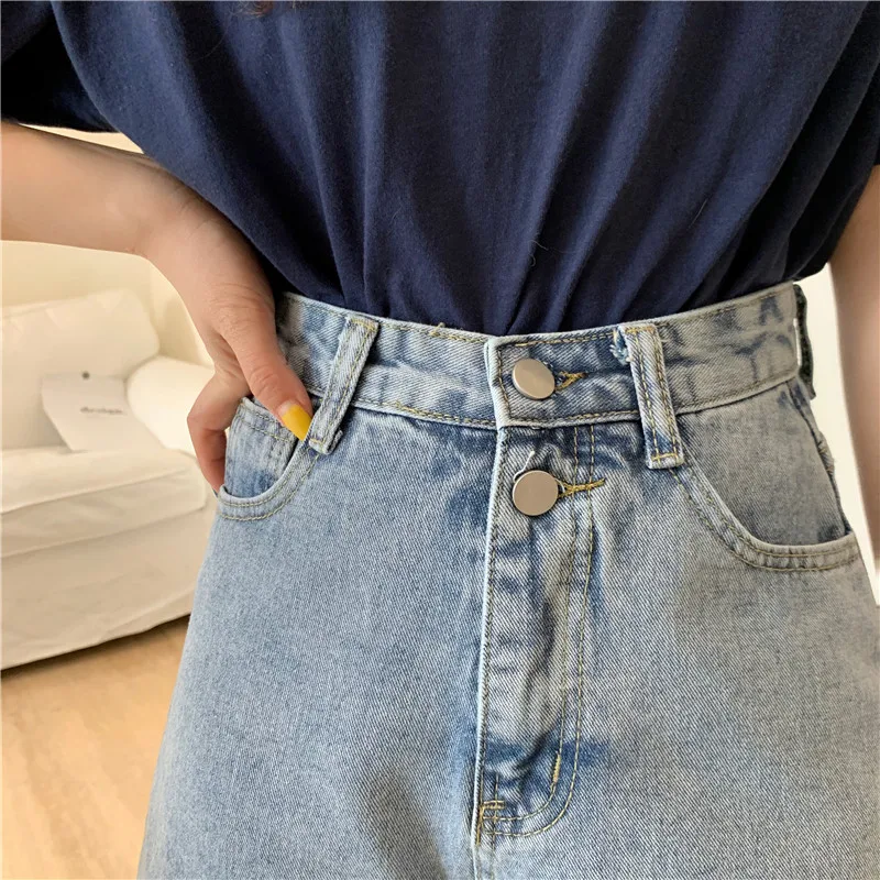 2021 Summer New High Waist Jeans Shorts Women Loose Thin A-line Wide Leg Pants Hot Pants Button Tide Fashion Denim Shorts Female zara shorts