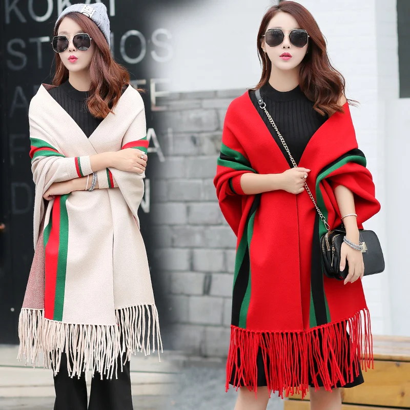 

2021 Cardigan Winter Women's Elegant Tassel Wrap Swing Cardigan Knitted Oversized Sweater Scarf Women's Sweater Blouse Plus Size
