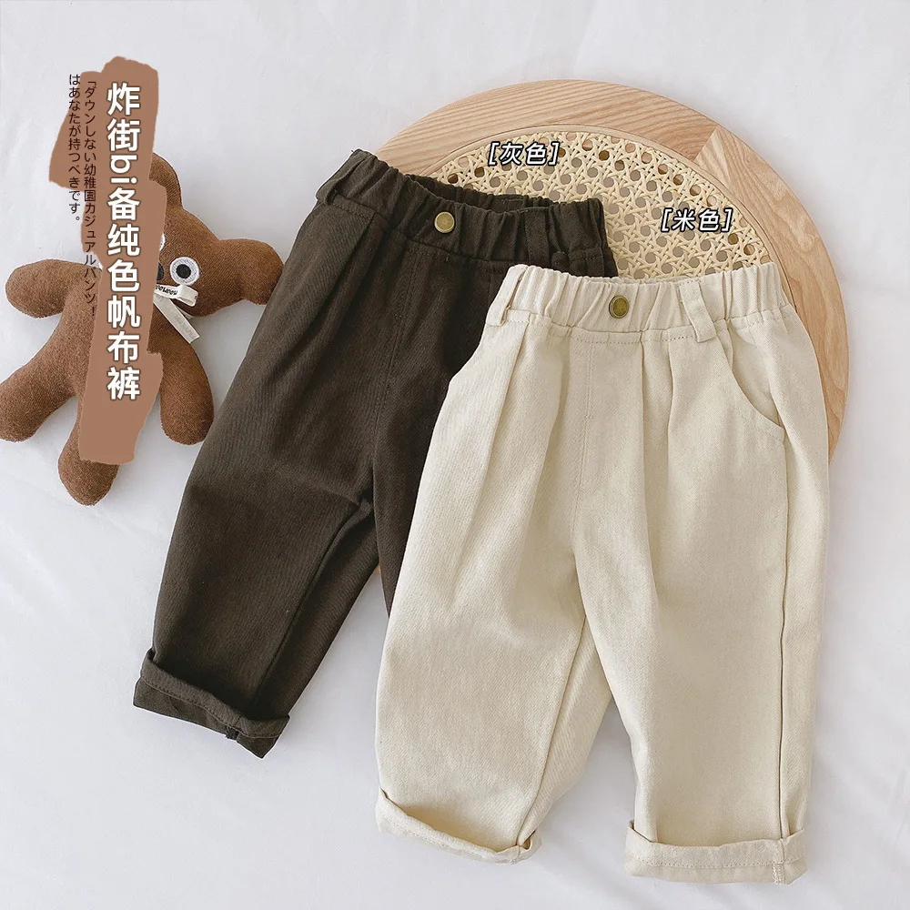 

korean autumn 0-6 year new children boys pants elastic waist solid color versatile casual kid boys trousers loose baby boy pants
