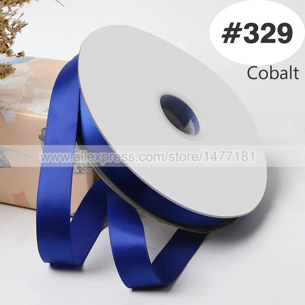 Blue Double Face Satin Ribbon – High-Density Polyester Fabric, Multiple Widths Available, 100 Yards