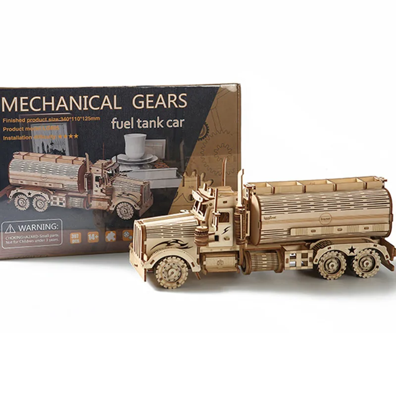 DIY 3D Wooden Puzzles Fuel Truck Model Building Block Jigsaw Kits Assembly Toy for Children Adults Educational Toy Gift bburago 1 43 2022 f1 ferrari f1 75 16 leclerc 55 sainz alloy luxury vehicle model toy collection gifts for children adults