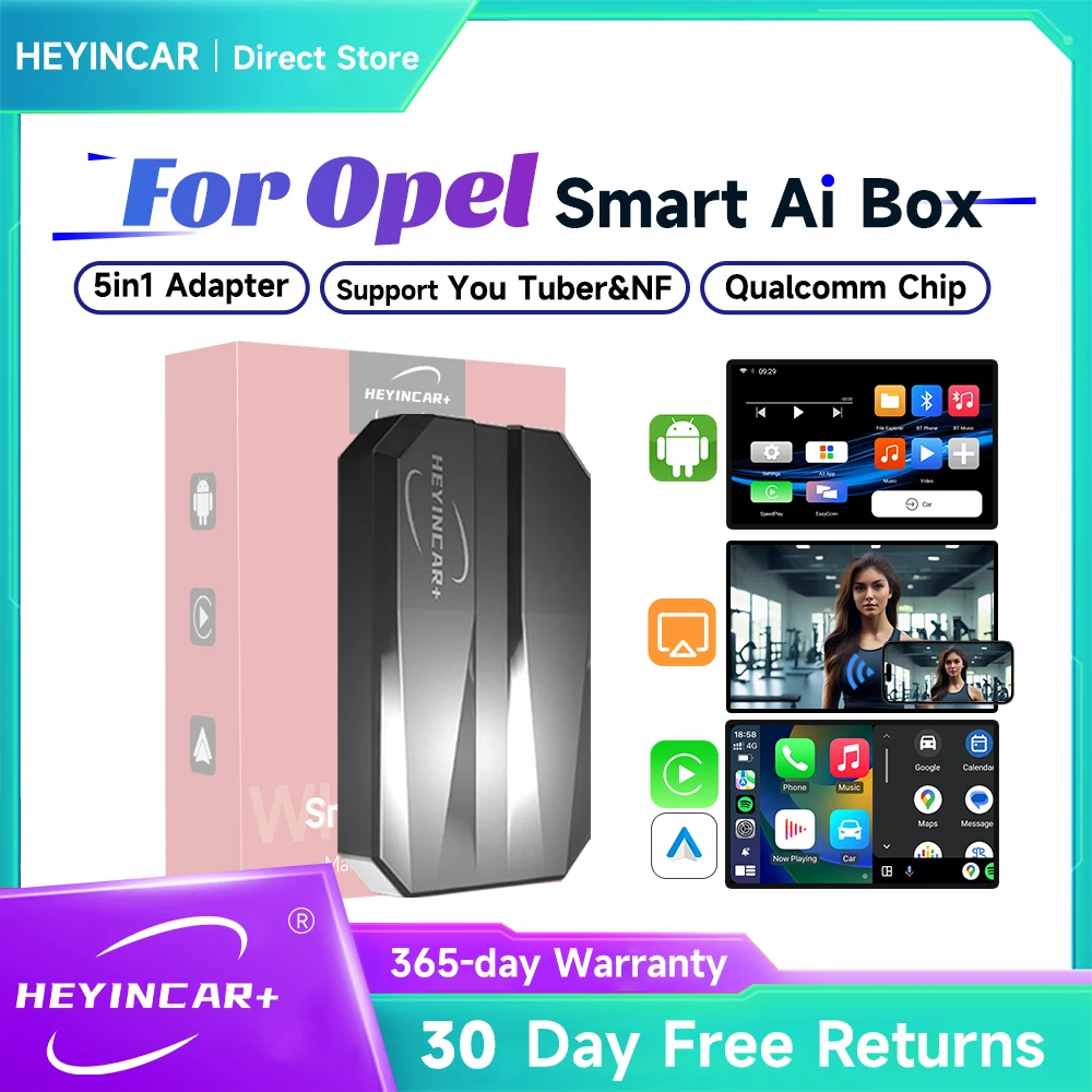 2025 HEYINCAR Smart AI Box Android Auto Wireless CarPlay For Opel