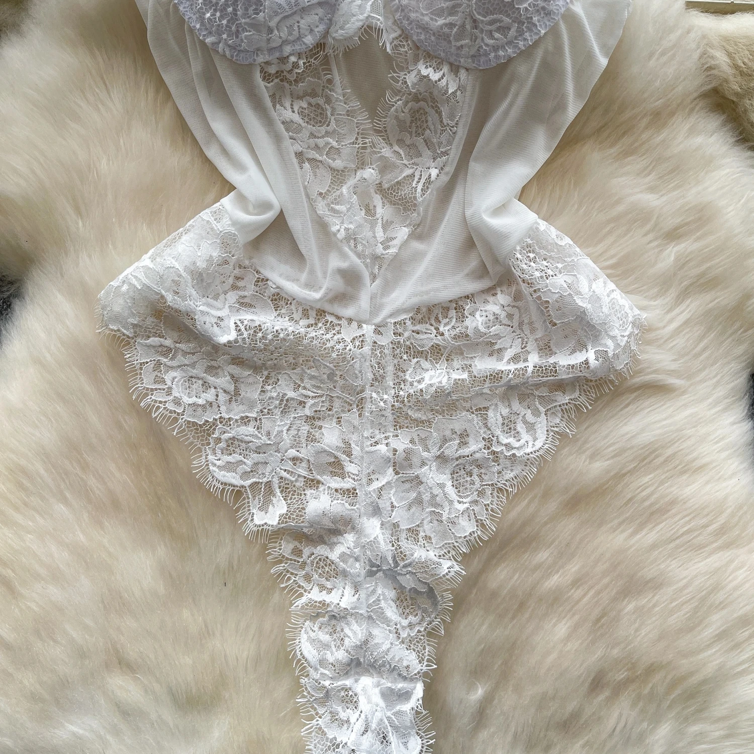 lace mesh bodysuit full-length view