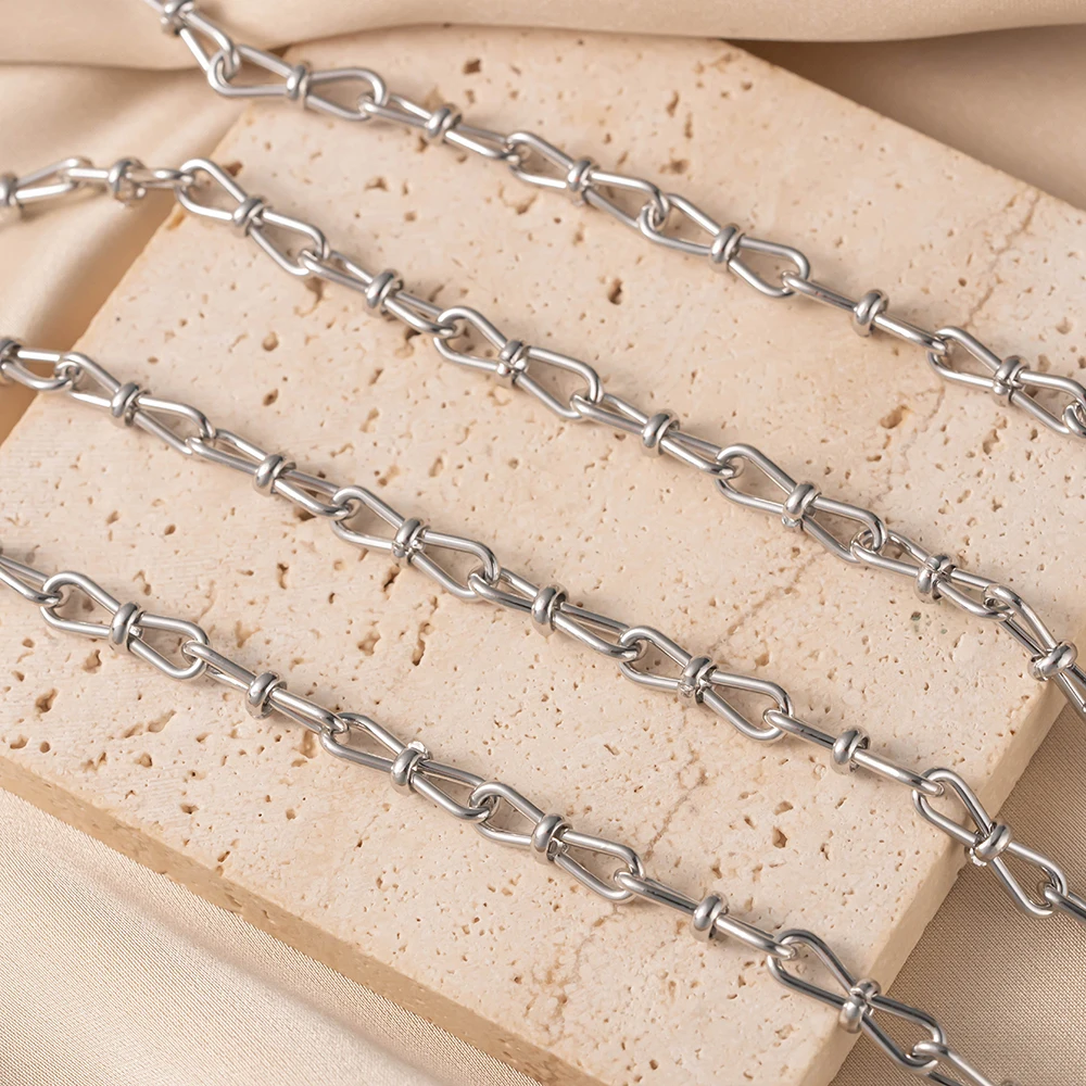 1M Edelstahl-Hohlketten-Gliederkette in Schleifenform, Punk-Stil, für DIY-Halsketten, Armbänder, Schmuckherstellung, Material, Großhandel, Zubehör – Detail 5