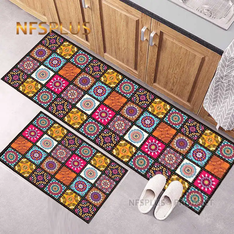 

2 Pack Kitchen Floor Mat Carpet Rug 40x60cm 40x120cm Polyester Fiber Printed Dotted Non Slip Hallway Doormat Entrance Door Mats