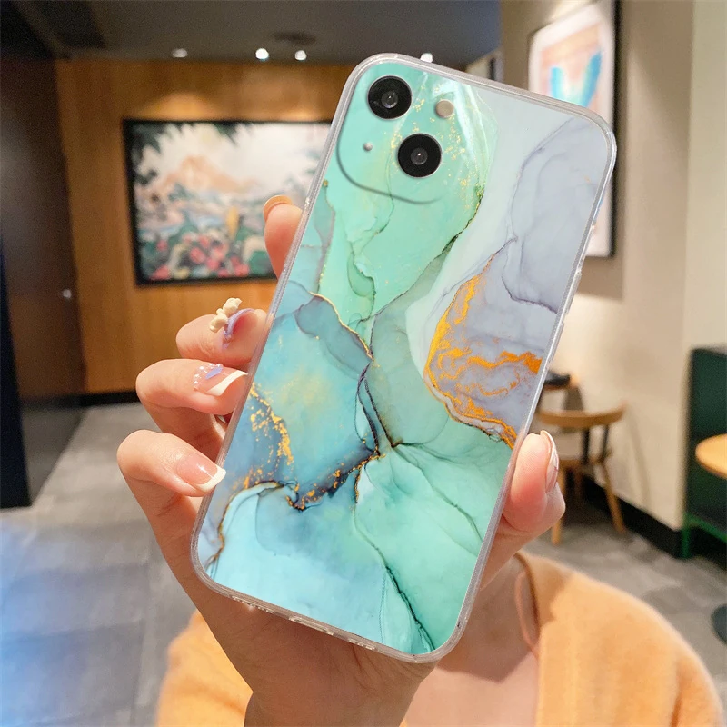 Elegant Marble Transparent Shockproof Silicone Phone Case