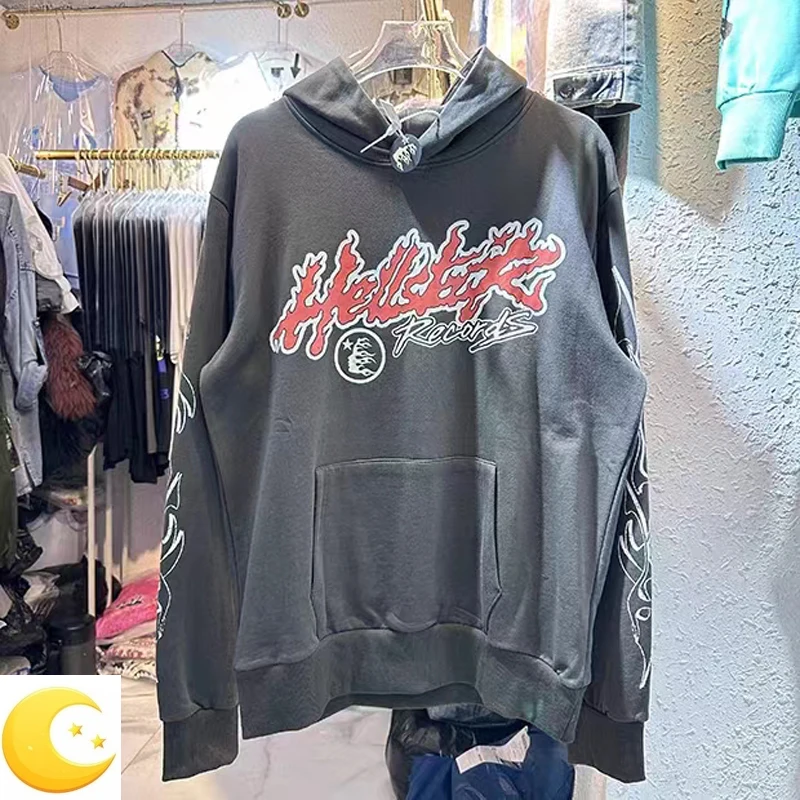 

Hellstar Flame Letter Logo Hoodie Men Women High Quality Oversize Hellstar Tour Hooded Pullover