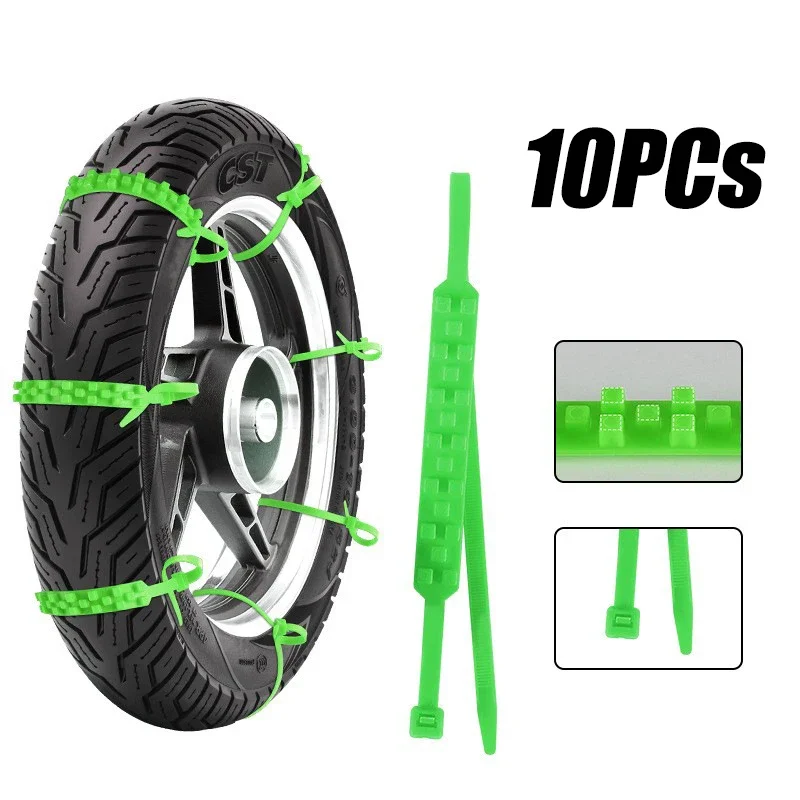 Chaînes à Neige Pour Moto - Lot De 10 Sangles Antidérapantes - Pour Pneus Neige Et Boue, Réutilisables - 8