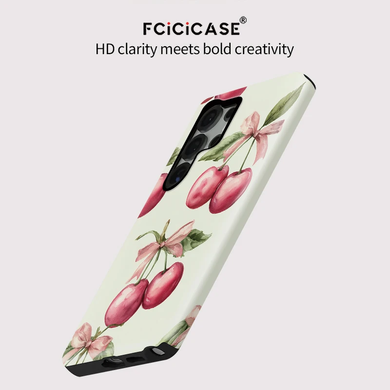 Shockproof Silicone Matte Case with Bow Knot Cherry Pattern