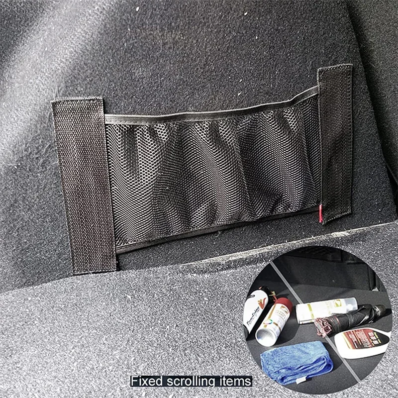 Car Back Trunk Storage Mesh Fixed Straps Car Interior Organizer Extinguisher Storage Net Seat Back