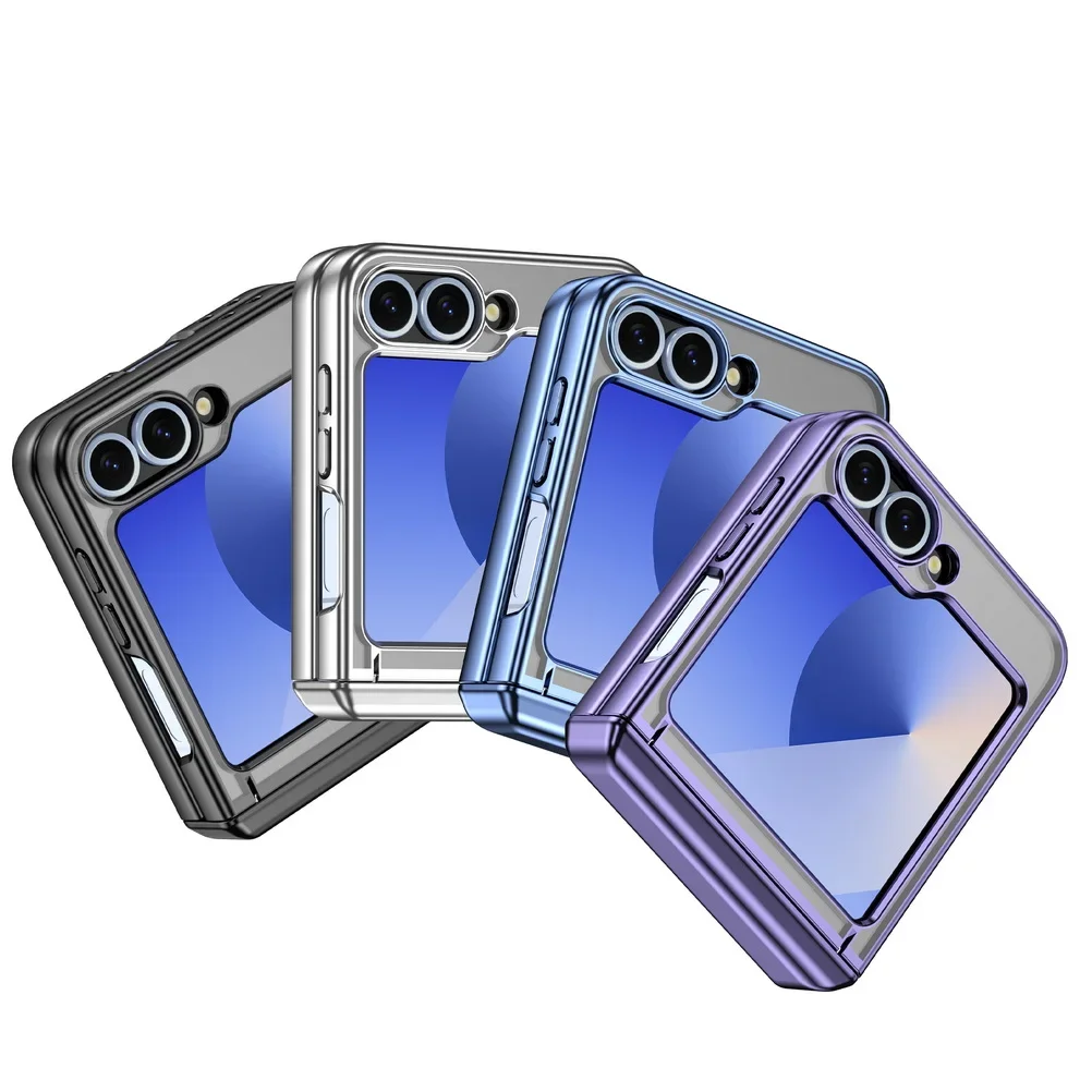 Luxury Electroplated Transparent Shockproof Case with Folding Hinge Protection
