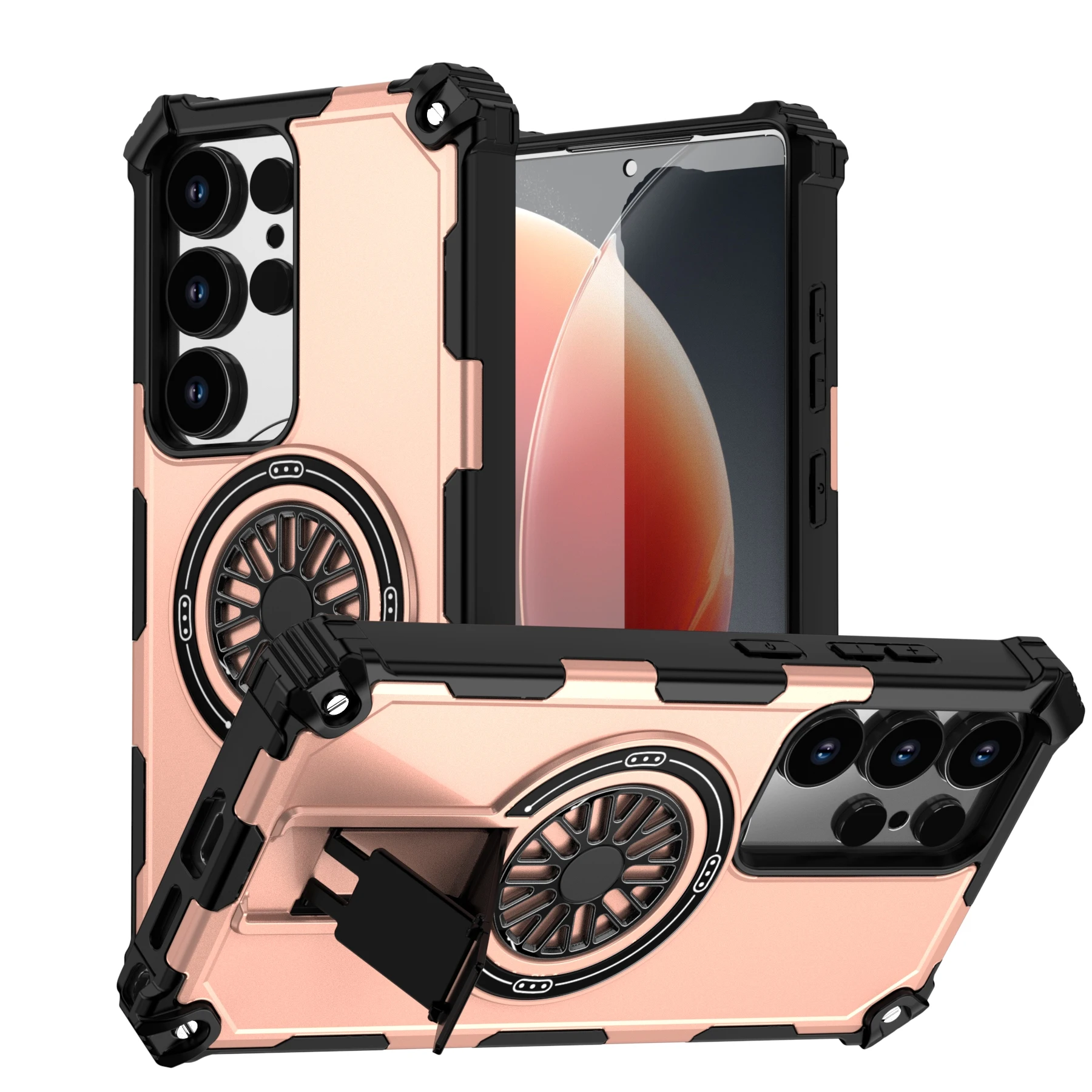 Military-Grade Magnetic Phone Case with Foldable Bracket and Armor Protection