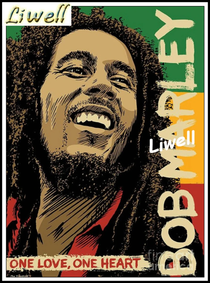 5d Graffiti Reggae Muzikant Bob Marley Diamond Schilderen Een Liefde Perzik  Poster Mozaïek Kruissteek Volledige Boren Kits Home Decor - AliExpress, image size:800x1076