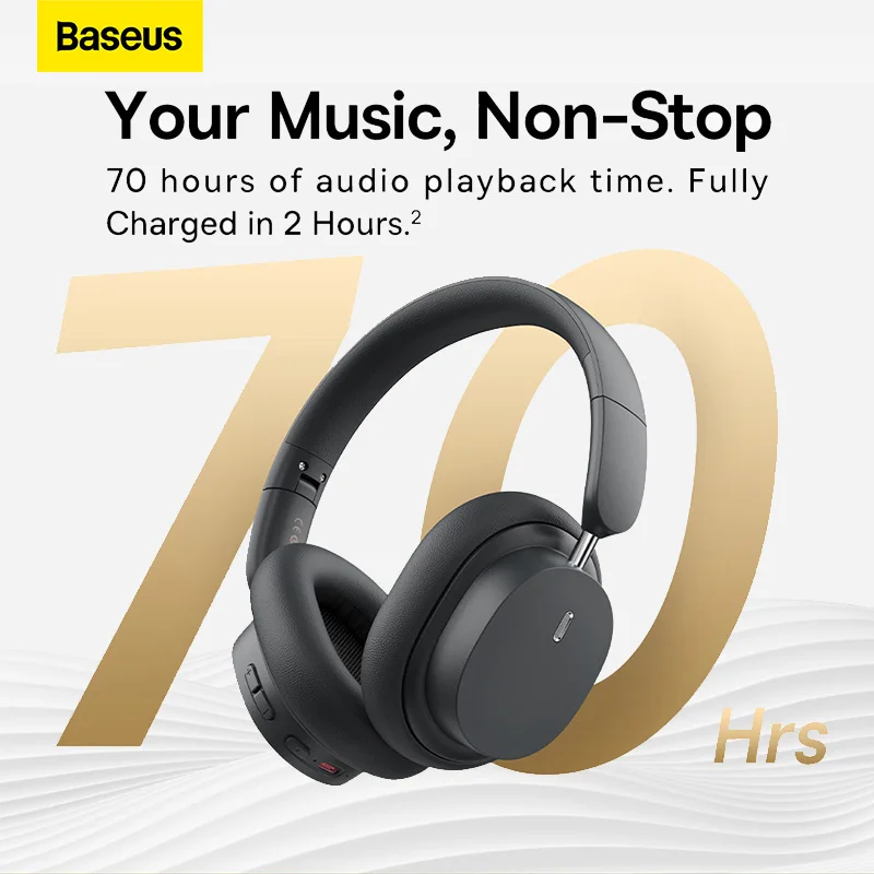 Baseus Bowie D05 Fone de Ouvido sem Fio Bluetooth 5.3 Fones de Alta Fidelidade Estéreo Dobrável sem Fio com Fio Dual Use Headphones - Image 3