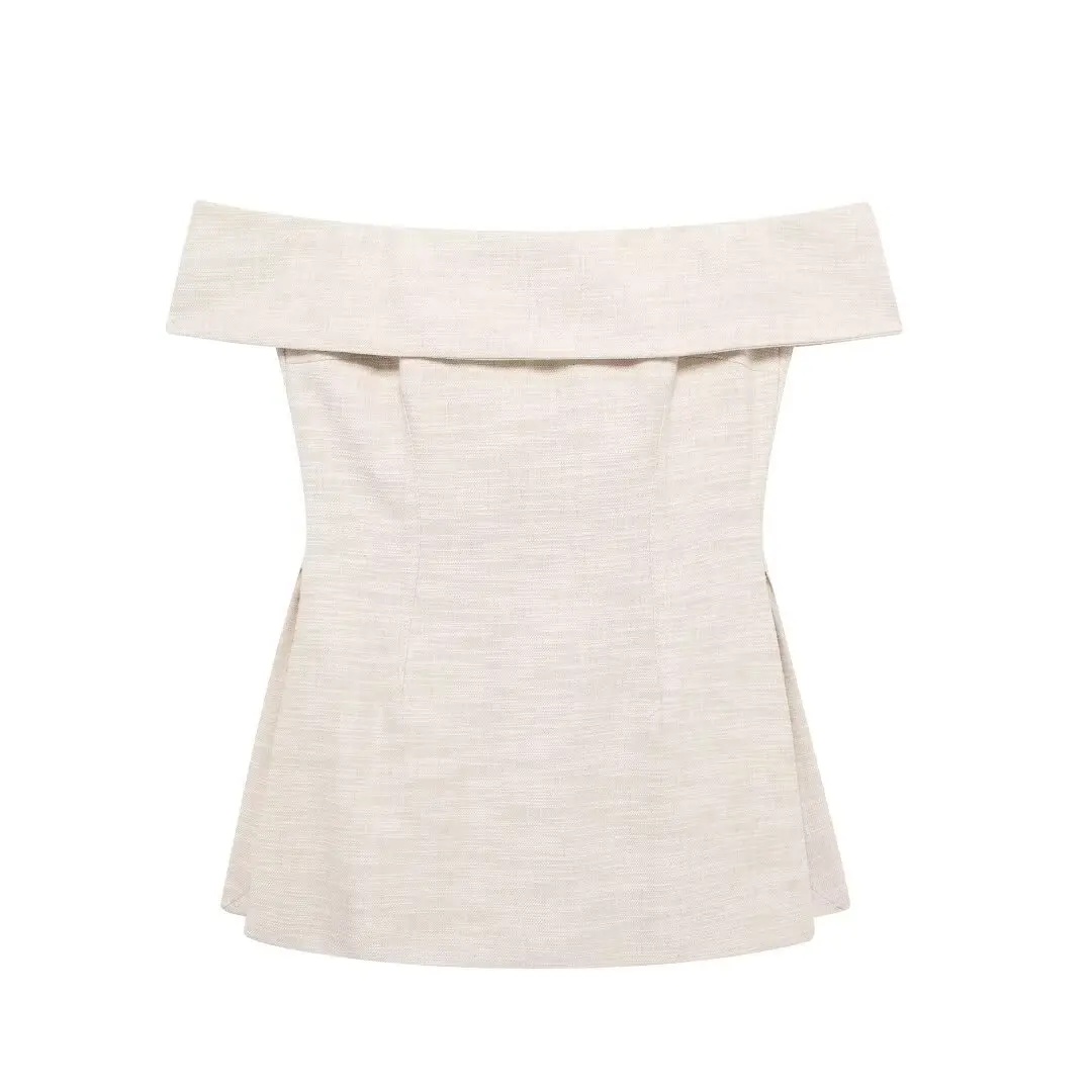 thumbnail image 1 of HH TRAF Mujeres Elegante Moda Solid Cremallera Trasera Abertura Lateral Diseño Crop Top Casual 2024 Mujer Chic Un Hombro Slim Top Mujer, 1 of 4