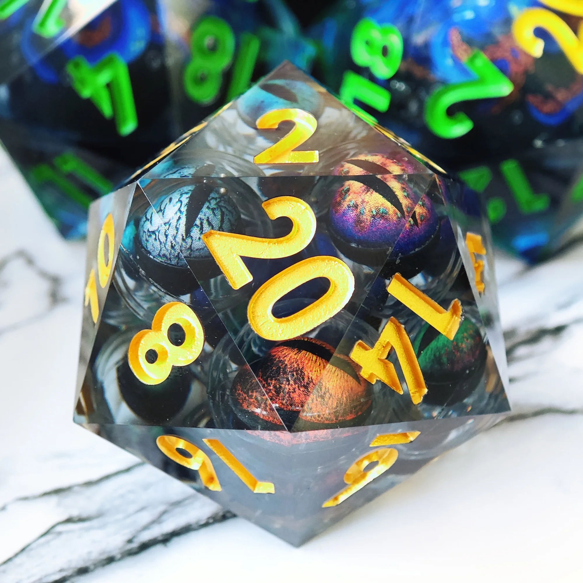 미니 플래닛 DND 50mm D20 멀티 아이볼 주사위 TRPG 던전앤드래곤 테이블탑 게임 다면체 레진 20면 주사위 D20 D&D COC