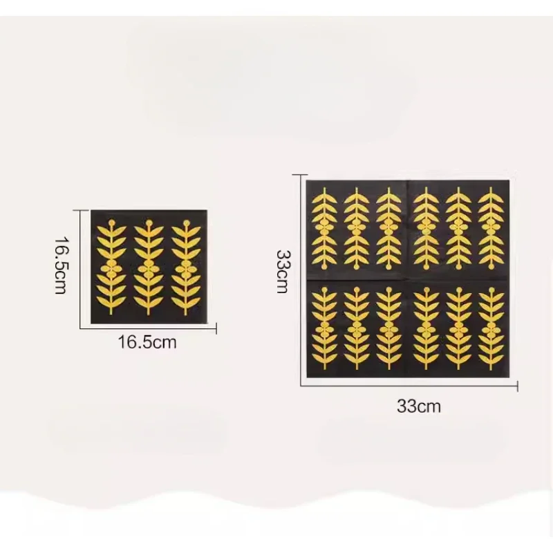 New Colorful Printing Napkin Paper Tissue Paper Napkin Wedding Decoration Pure Wood Pulp Golden Wheat 20 Pieces Foodgrade