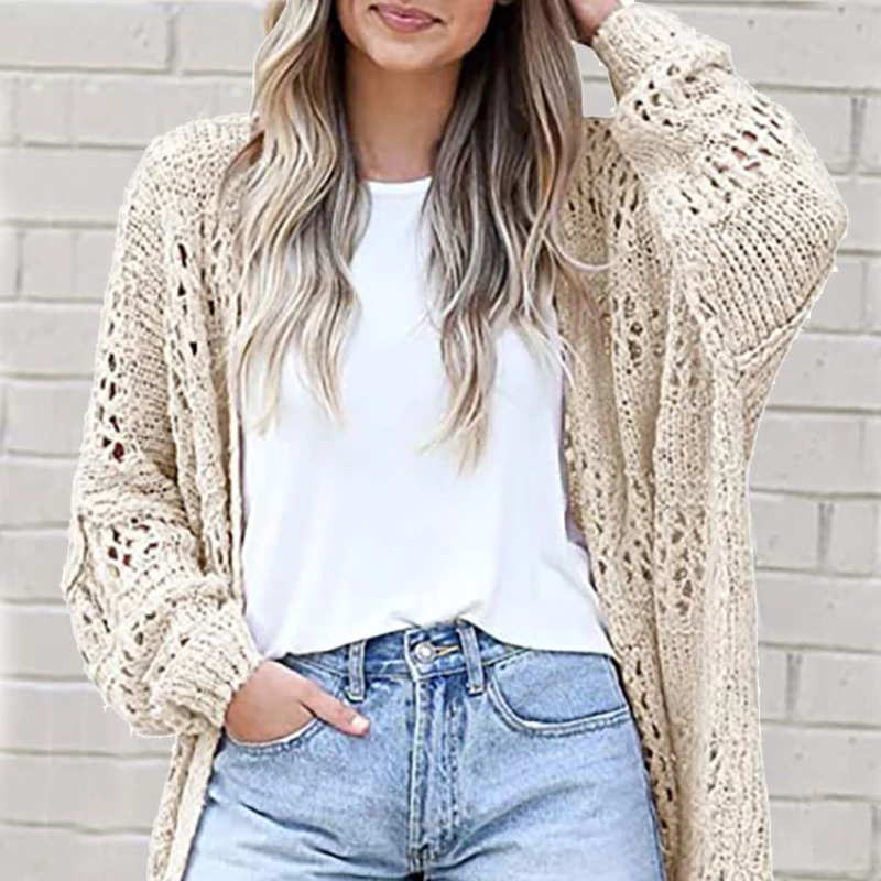 

Women Knitted Cardigan Solid Oversized Sweater Deep V-Neck Long Sleeve Shoulder Winter Outwear Ropa 2022 Y2k