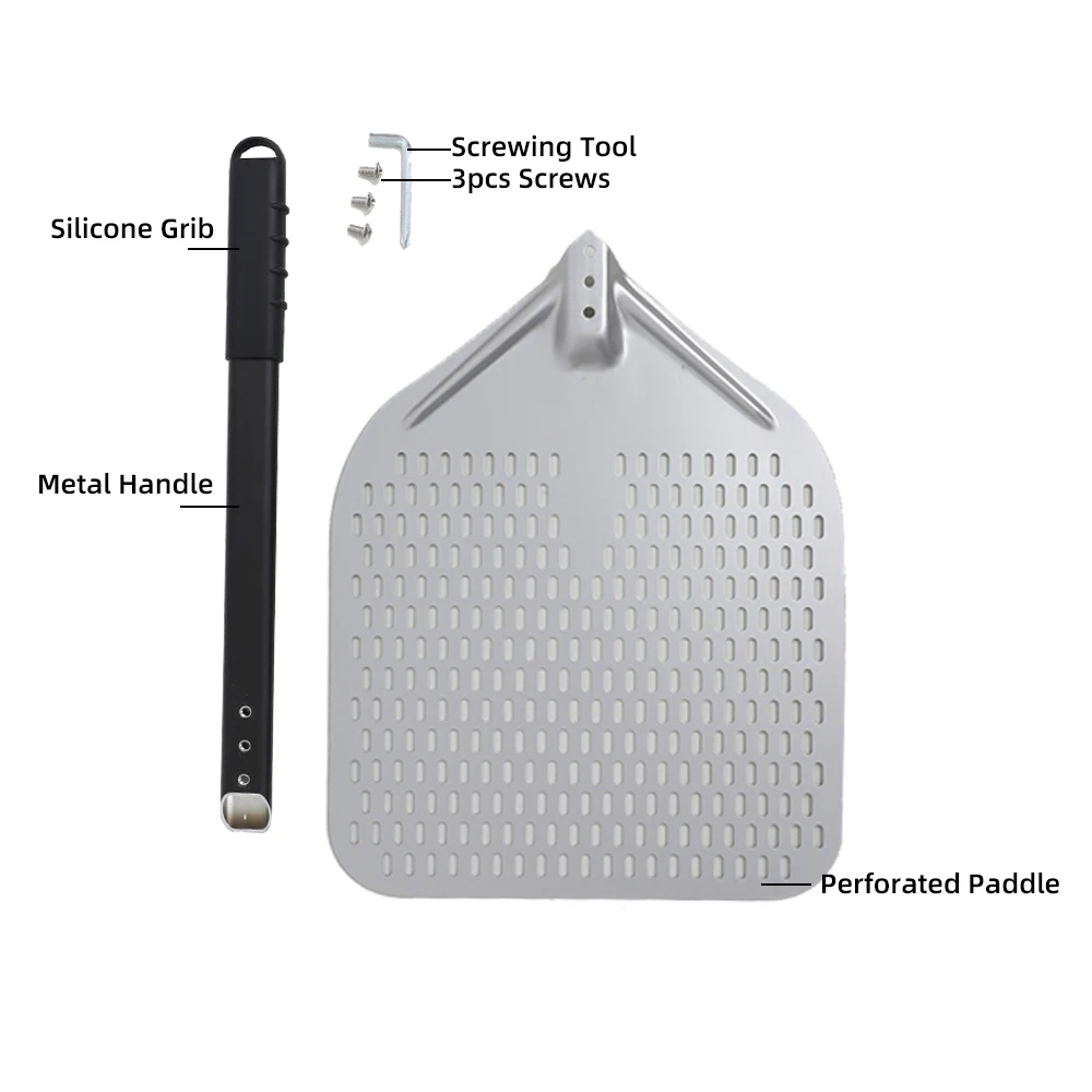 Description Picture 6 of item8 9 &12 13 14 Inch Long Pizza Peel Set Adjustable Turning Shovel Baking Tool  Kitchen Utensils Big Pizza Spatula Turner for Oven