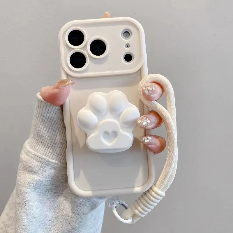 Adorable Cat Paws Phone Case with Lanyard and Stand