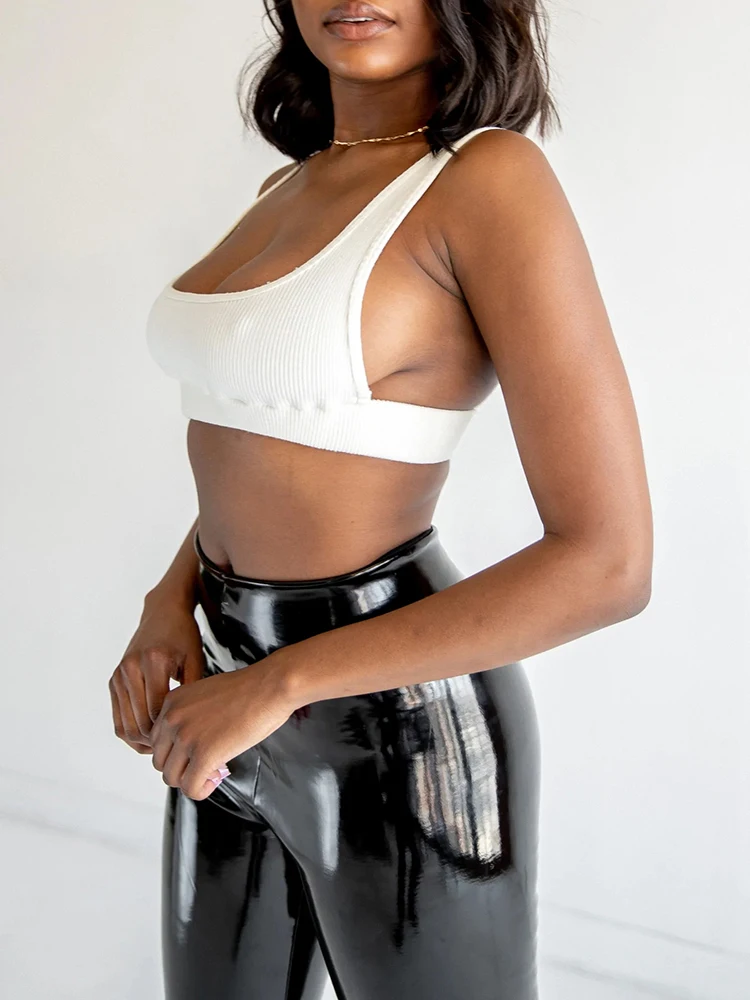 Women's Sexy Bodycon Leggings, Faux Latex, High Waist, Seameless, Shiny Pants, Stretch, Slim, Nightclub Wear, Custom