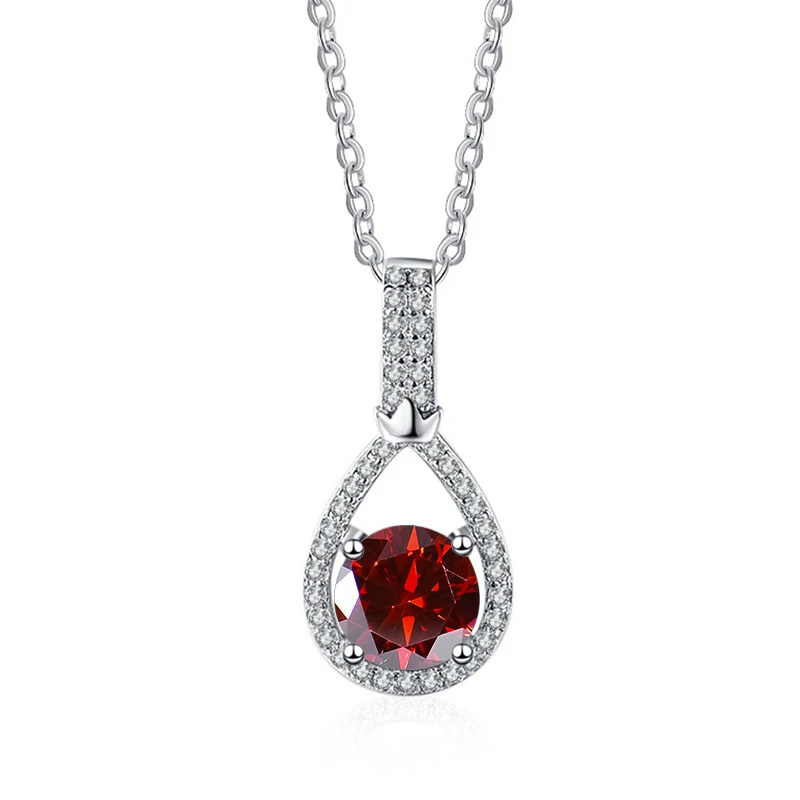 Tancise 0.5/1.0CT D Color Moissanite Pendant For Women Sparkling Diamond Necklace 6.5mm Stone Sterling Silver Jewelry_voghion.com