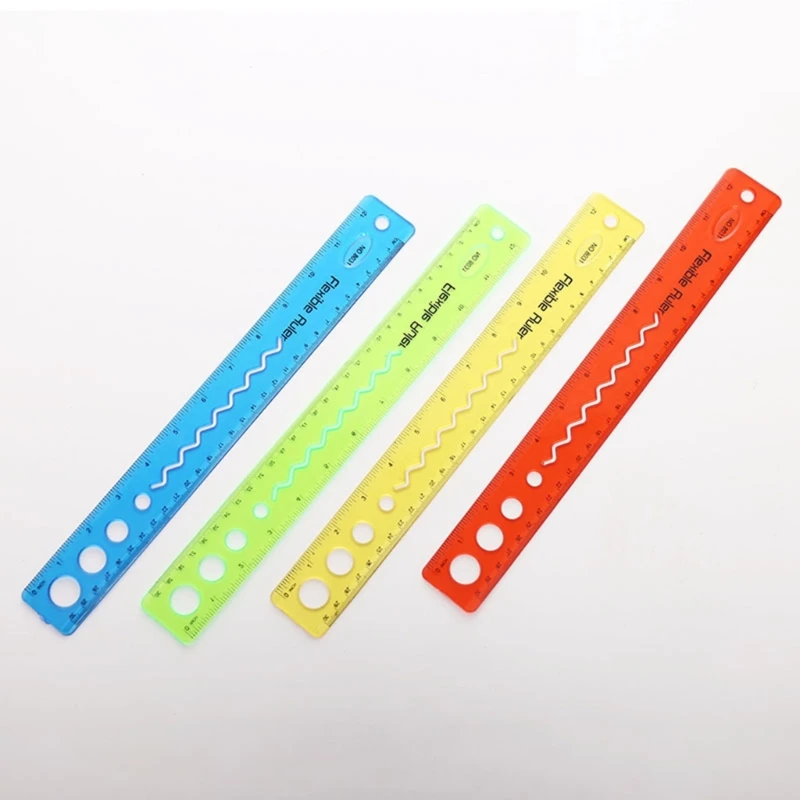 4Pcs Color Flexible Rulers Soft Bendable Plastic Rulers Duals Scale  Bendable Flexible Rubber Rulers Clear Straight Ruler F19E