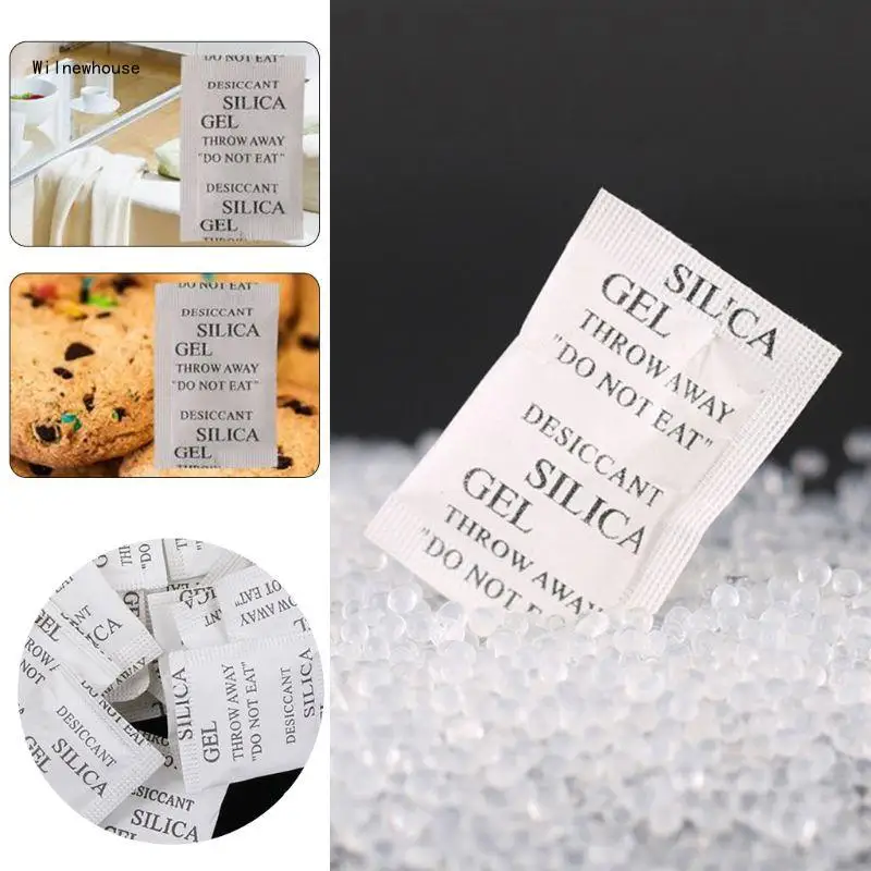 Silica Gel Desiccant Pack Non-Toxic Moisture Absorber Dehumidifier 100 Packets For Kitchen Clothes Storage Room