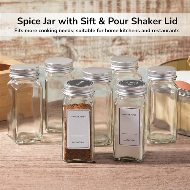 36 Spice Jars With Labels 4oz Glass Jars With Aluminum Lids Spice Container  With Shaker Lids