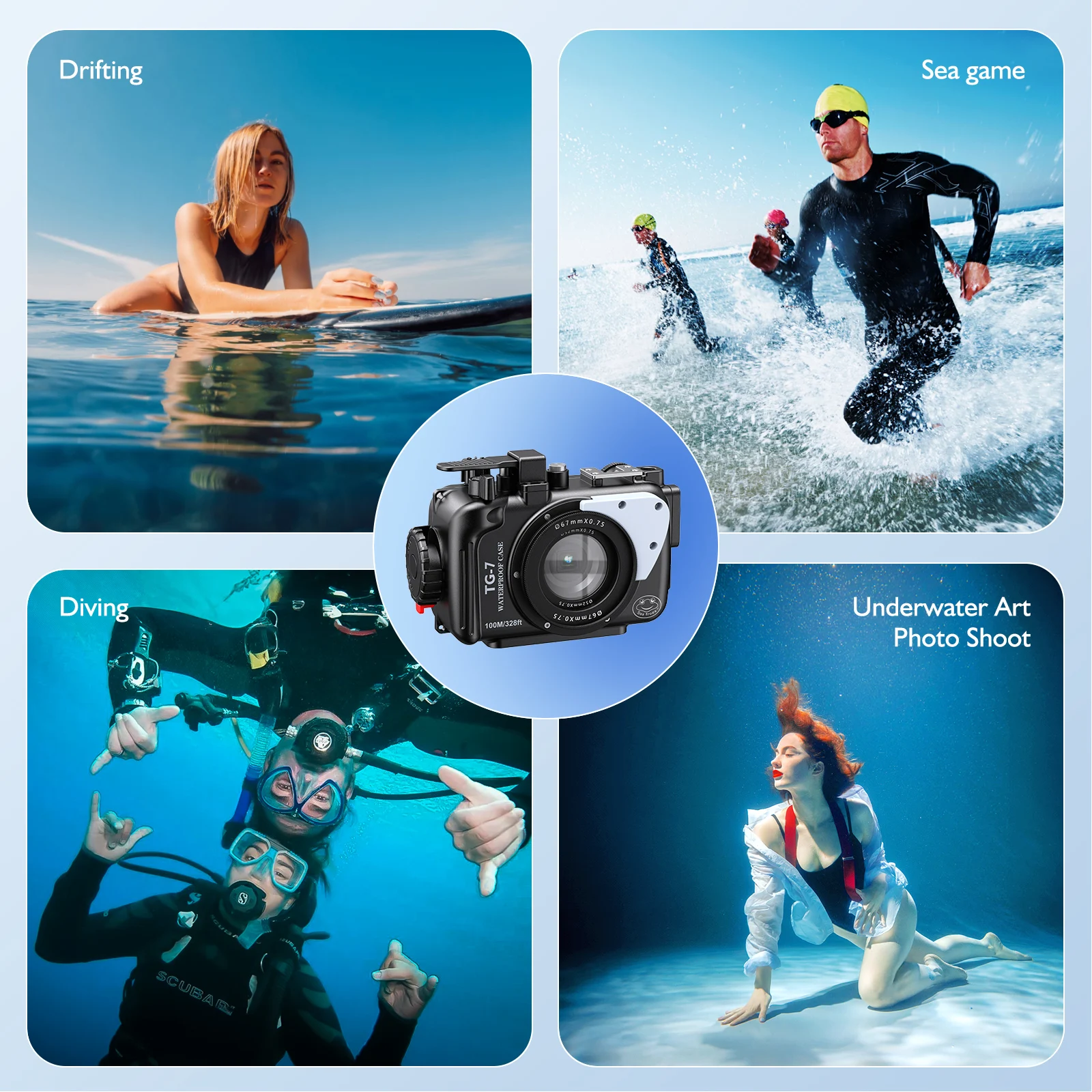 Seafrogs Aluminum Alloy TG-7 Waterproof Camera Case For Olympus TG7 Professional Scuba Diving 100m/328FT Camera Protective Cover 6