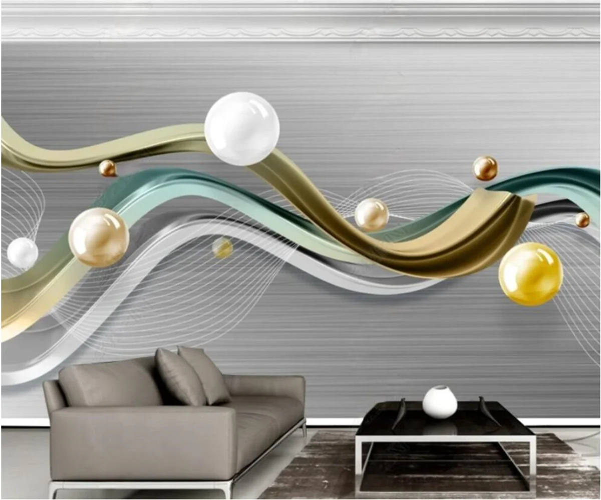 Custom Photo Painting Modern 3D Creative Striped Circle Ball Living Room Sofa TV Background Large Mural Wallpaper beibehang 3d photo dimensional relief murals living room tv background lotus 3d large wall mural wallpaper modern painting