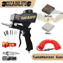 Pistola de chorro de arena neumática ajustable, 90psi, portátil, máquina de chorro de arena por gravedad, Kit de pistola de chorro de mano